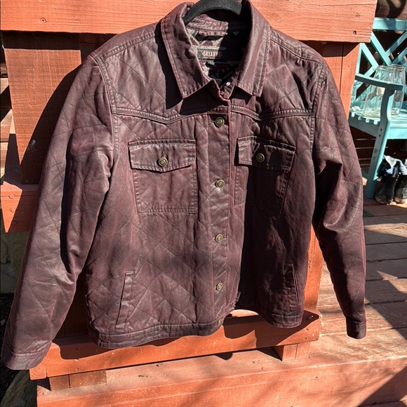 Shyanne by Boot Barn, Burgundy waxed denim, Jean Jacket, Size XL - Picture 1 of 8